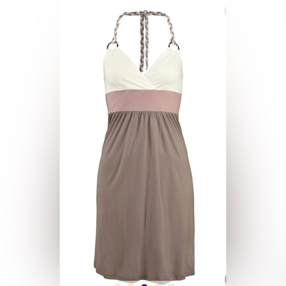 Lascana Halter Tie Colorblock Dress Taupe Multicolor Size 2 - Picture 5 of 6